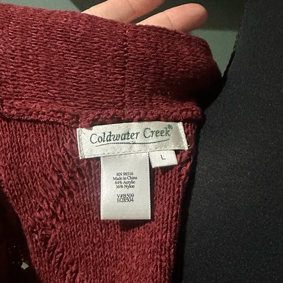 Coldwater Creek Burgundy Open Front Knit Vest Size L 🦄 - Picture 2 of 4